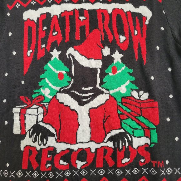 Death Row Records Ugly Christmas Sweater Black Red Green Santa 2021 Suge 2Pac - Picture 4 of 6
